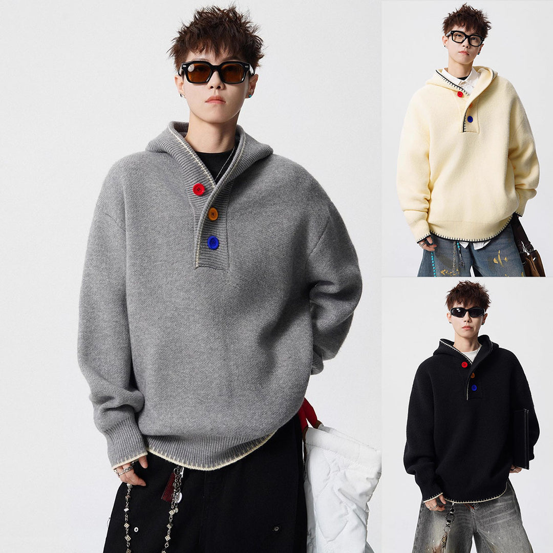 Herren Modischer Oversized-Pullover mit Strickstruktur Drune
