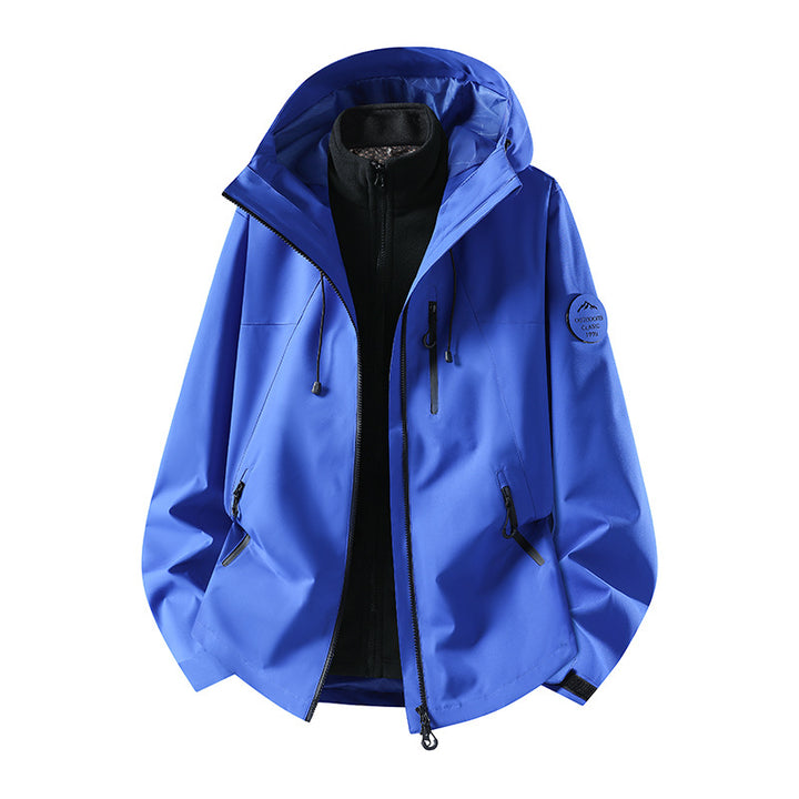 Herren Zweiteilige wasserdichte Outdoorjacke mit abnehmbarer Fleece‑Innenjacke und versiegelten Nähten Drune
