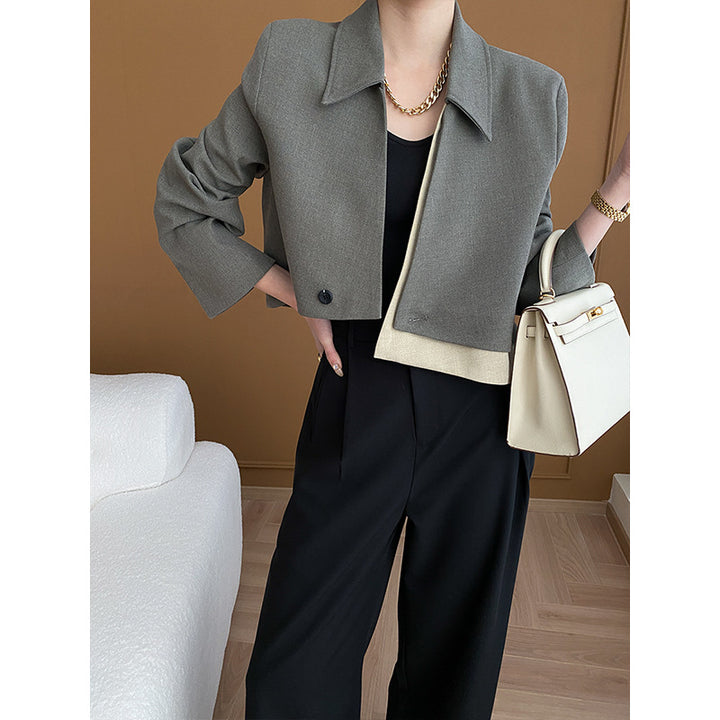 Damen stilvolle cropped Blazer Jacke Drune