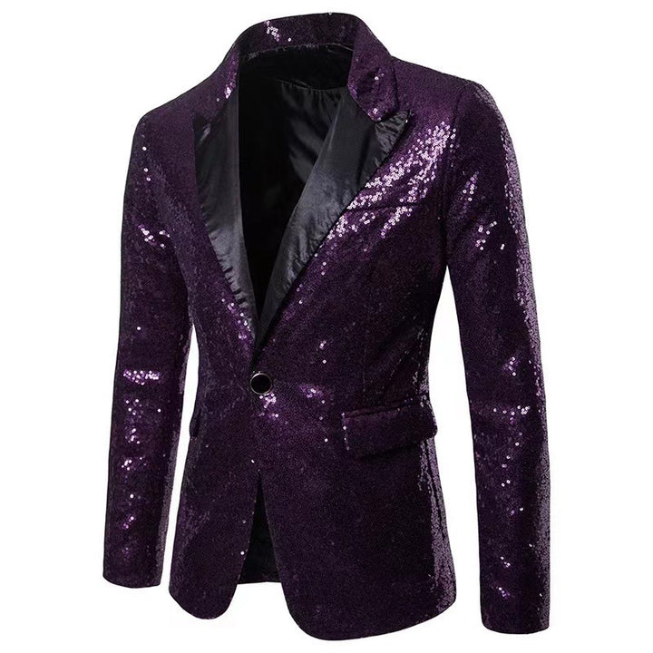 Herren schimmernder Pailletten Blazer Drune