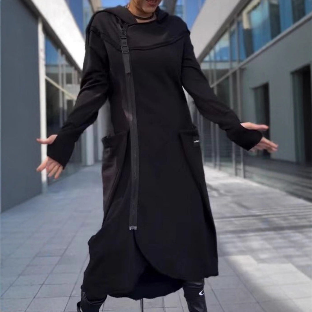 Damen Urbanes Kapuzenkleid mit praktischen Taschen Drune