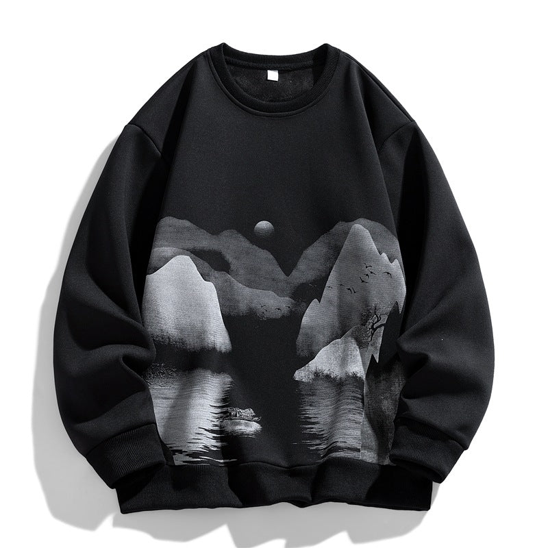 Unisex Oversize‑Sweatshirt mit Pinsel‑Print & geripptem Saum Drune