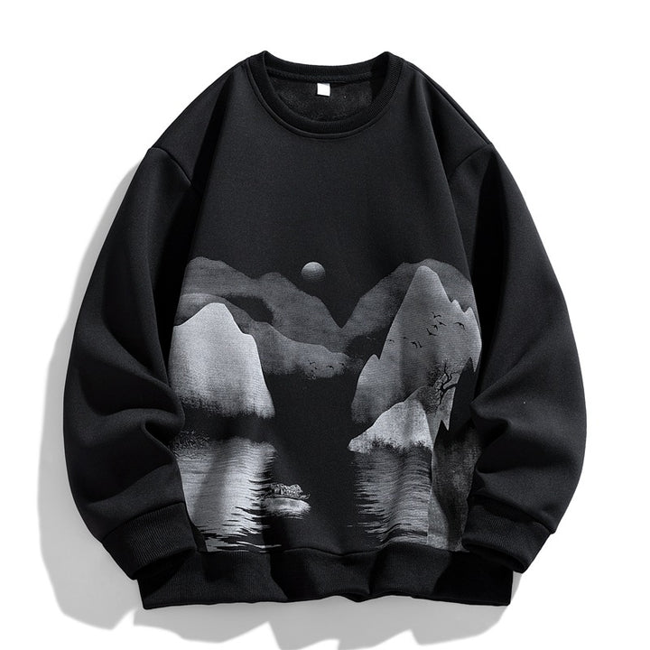Unisex Oversize‑Sweatshirt mit Pinsel‑Print & geripptem Saum Drune