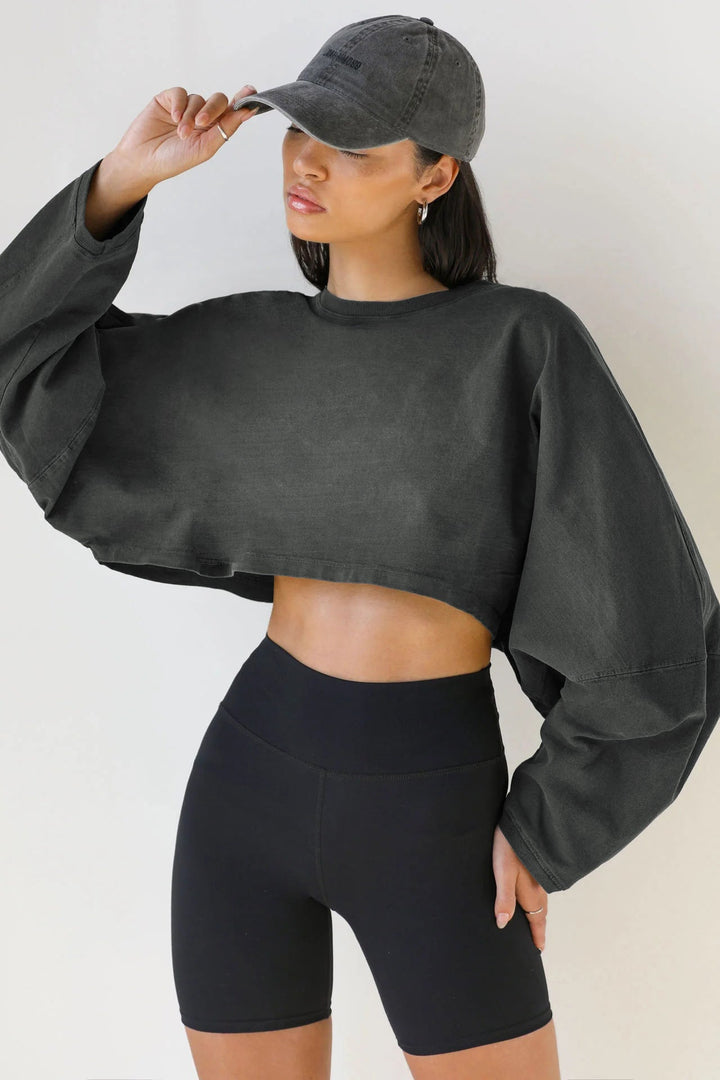 Damen lässiger Crop-Pullover Drune