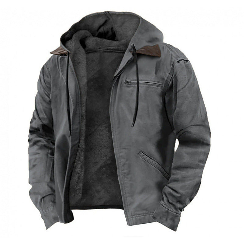 Herren Gefütterte Fieldjacke mit Kapuze und Sherpa-Futter Drune