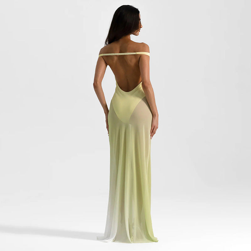 Damen Off-Shoulder Maxikleid mit figurbetontem Schnitt und hochwertigem Stoff Drune