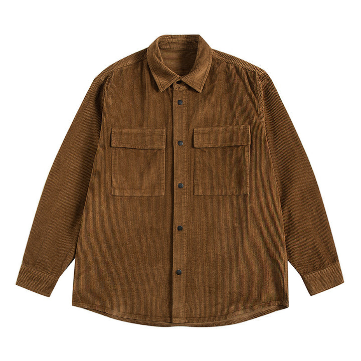 Herren  Corduroy Relaxed Overshirt mit Klappbrusttaschen Drune