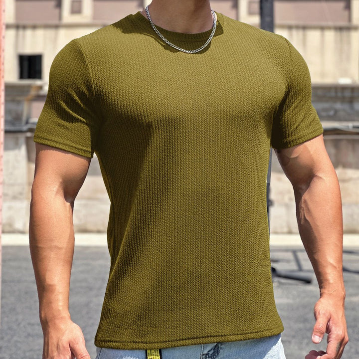 Herren strukturiertes T-Shirt in schlanker Passform mit Rundhalsausschnitt Drune