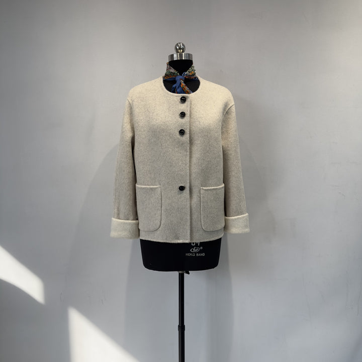 Damen Gemütliche Gestrickte Wollmischung Jacke Drune