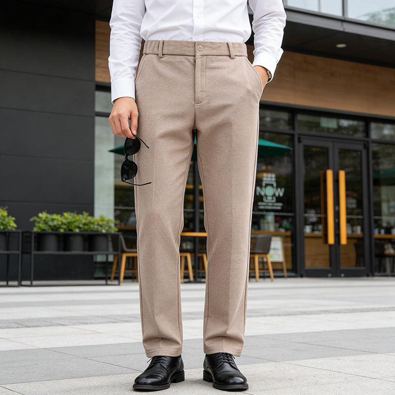 Herren Elegante gerade Tailoring-Hose mit Bügelfalte und feiner Fischgrätstruktur Drune