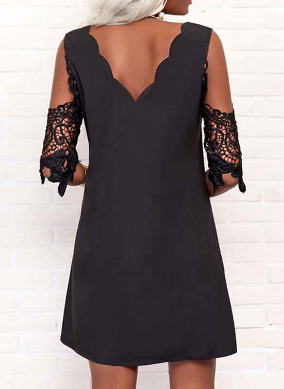 Damen Bluse mit raffinierten Häkelärmeln und scalloped Ausschnitt Drune