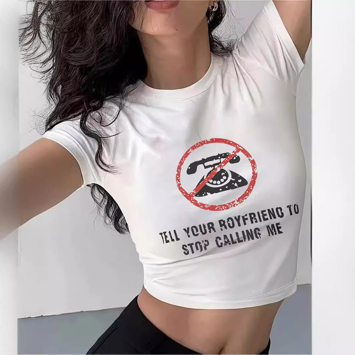 Damen Crop-T-Shirt mit Ihrem kreativen Spruch Drune