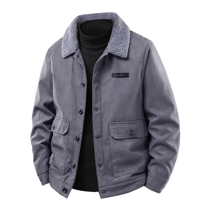Herren Canvasjacke mit Teddykragen und aufgesetzten Taschen Drune