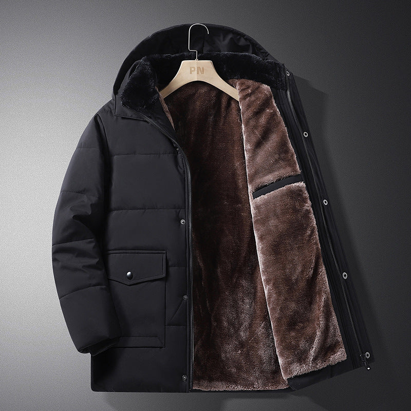Herren Wattierte Thermojacke mit gesteppter Innenfüllung, Kunstfellkragen und Pattentaschen Drune