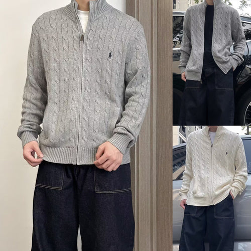 Herren Modische Strickjacke mit Kabelmuster Drune