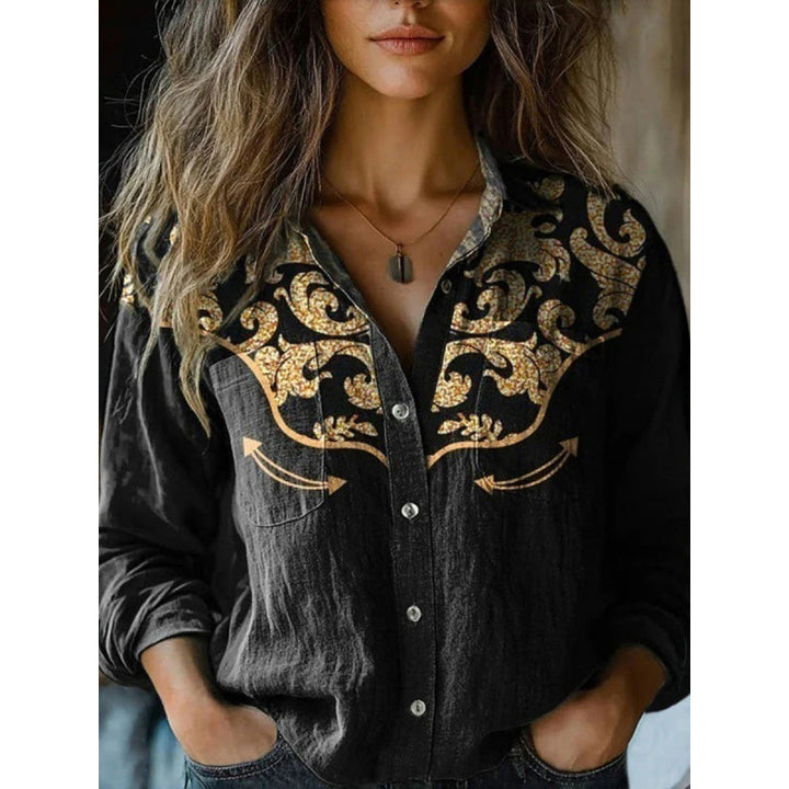 Damen Modische Bluse mit Paisleymuster Drune