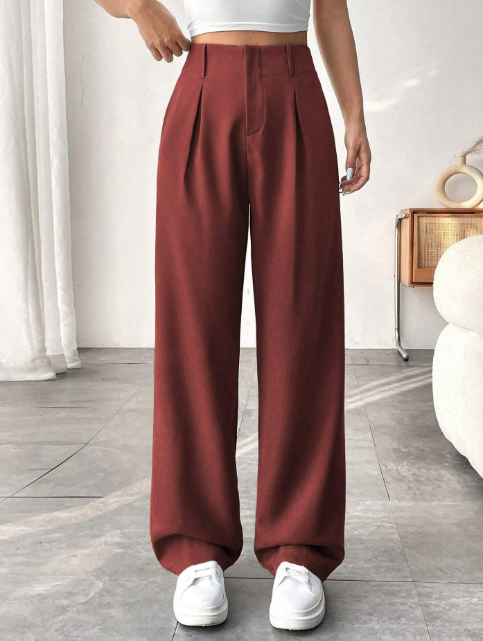 Damen Elegante Bundfaltenhose mit weitem Schnitt Drune