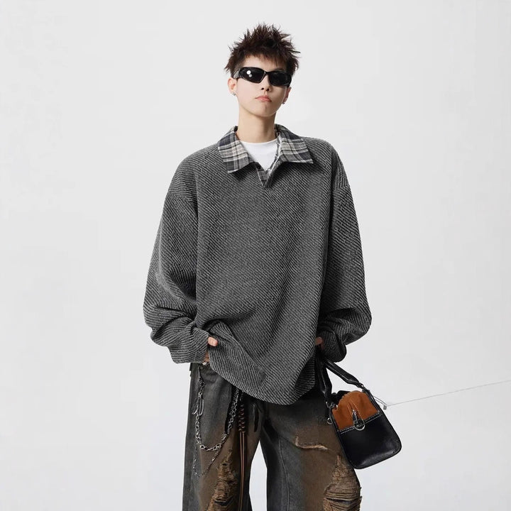 Damen Lässiger Oversize-Hemd-Pullover Drune