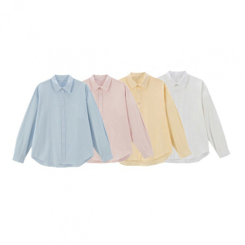 Damen Oversize-Baumwollhemd mit Kentkragen, Raglanärmeln und abgerundetem Saum Drune
