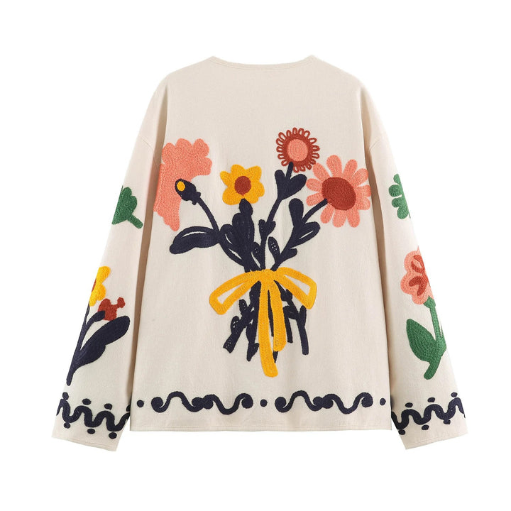 Damen Bestickte Oversize‑Jacke mit floralen Applikationen Drune