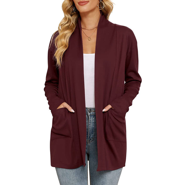 Damen lässiger Longcardigan mit Taschen Drune