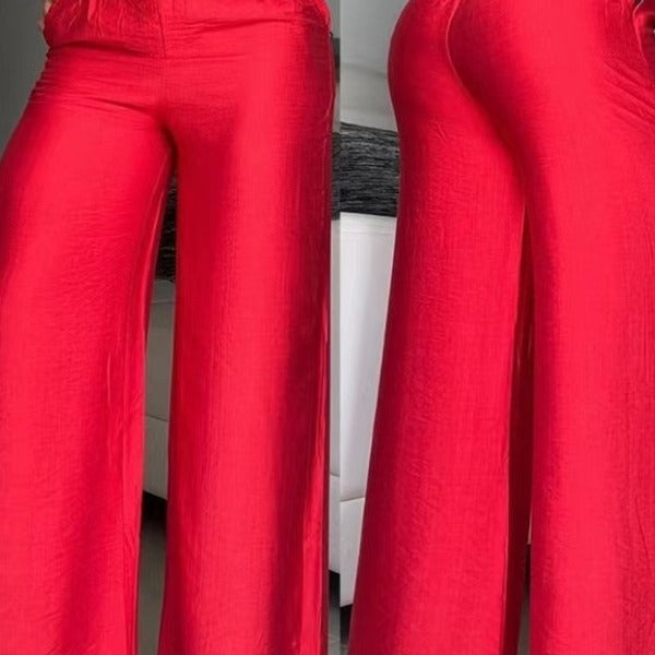 Damen Weite High-Waist-Hosen mit edlem Gürtel-Detail Drune