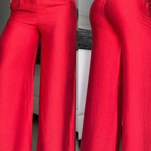 Damen Weite High-Waist-Hosen mit edlem Gürtel-Detail Drune