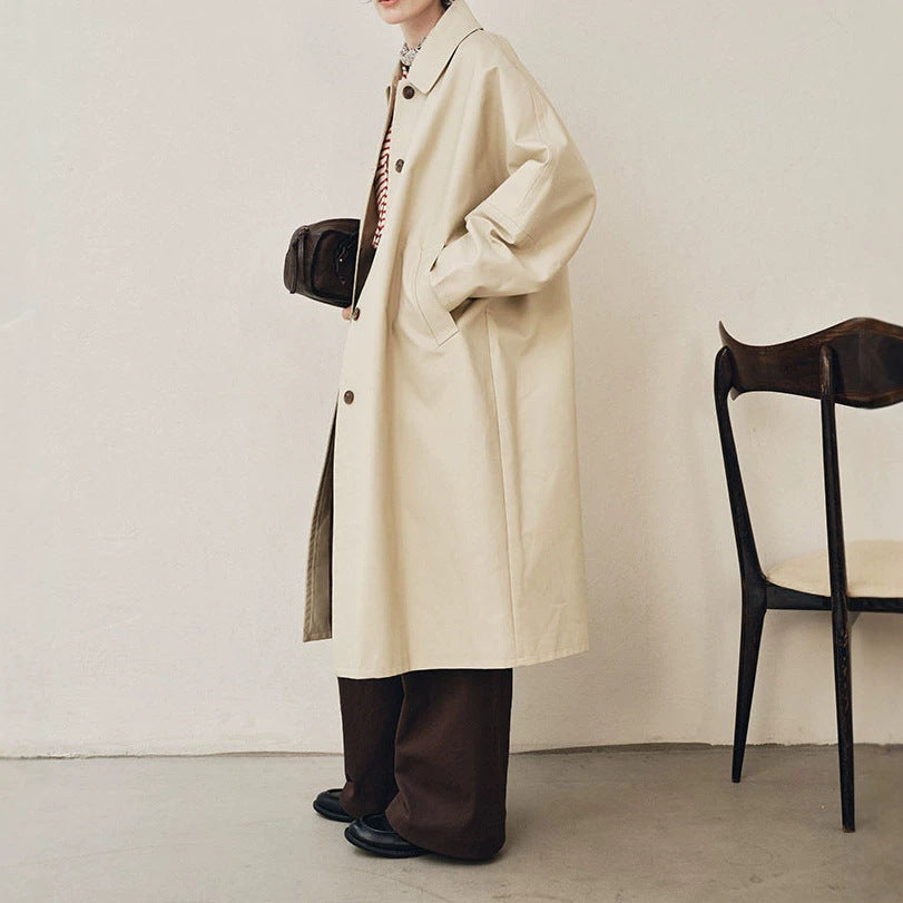 Damen Eleganter Trenchcoat mit Doppelreiher Drune