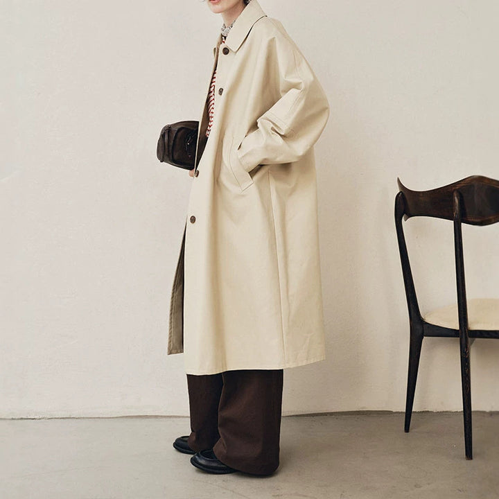 Damen Eleganter Trenchcoat mit Doppelreiher Drune
