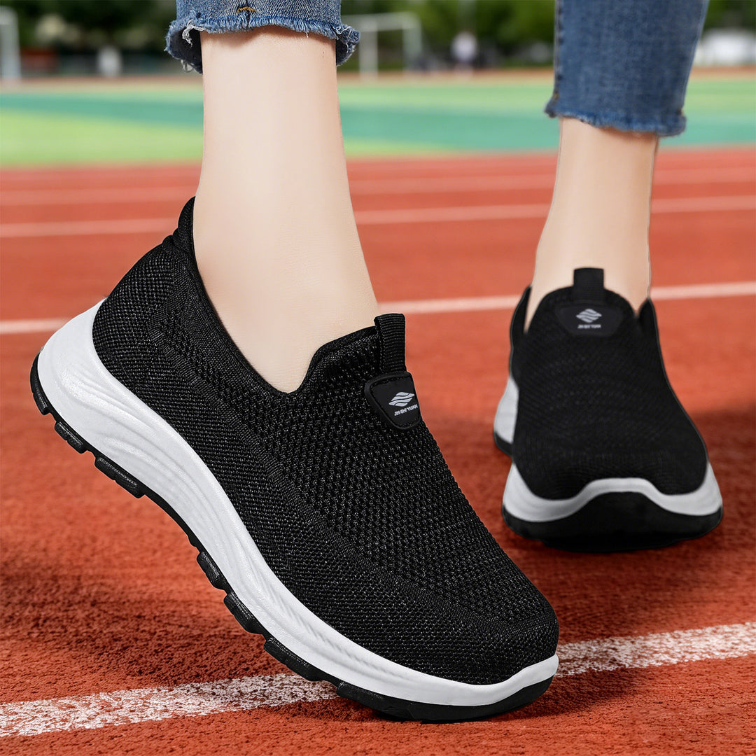 Damen nan nahtloser Strick-Comfort Slip-On Sneaker mit elastischem Einstieg und stoßdämpfender EVA-Zwischensohle Drune