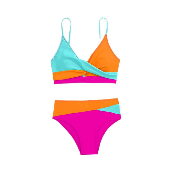 Damen Hochtailliertes Bikini-Set mit Kreuzband-Design Drune