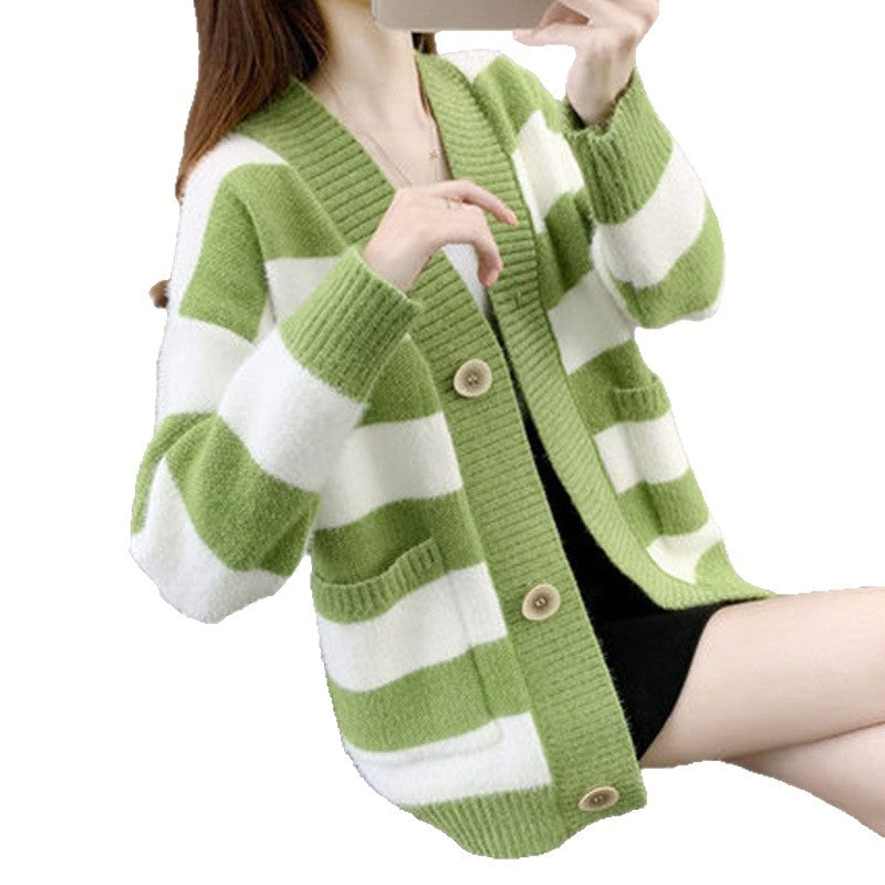 Damen Strickcardigan mit Taschen und Knopf Drune