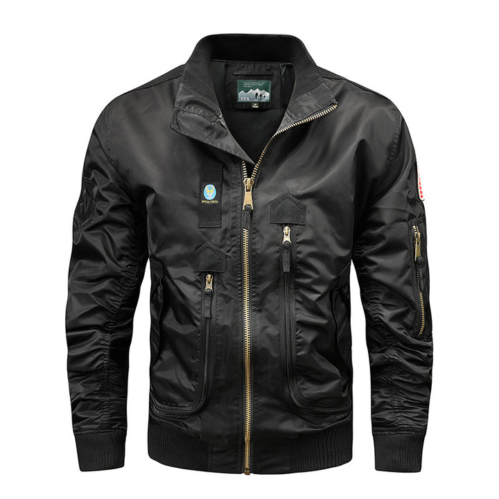 Herren Nylon-Bomberjacke im Fliegerstil mit Utility-Taschen und Ärmel-Fach Drune