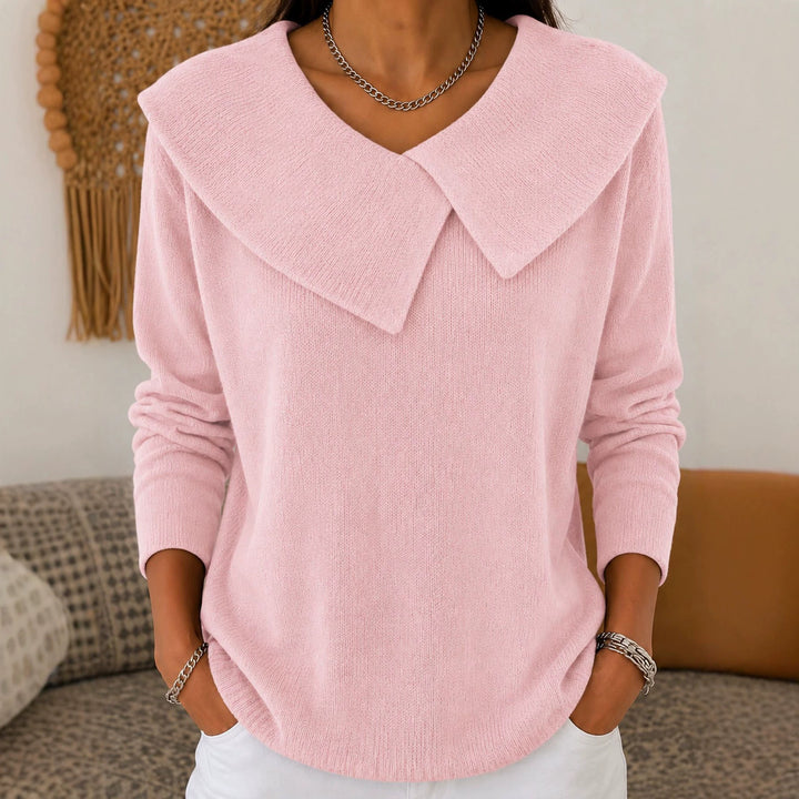 Damen Grobgestrickter Strickpullover mit übergroßem Matrosenkragen Drune