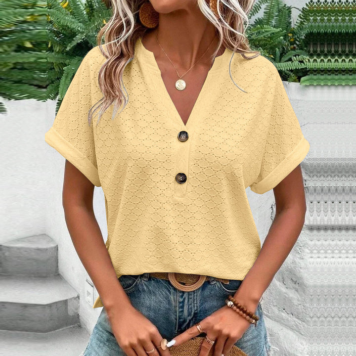 Damen lässiges Sommershirt mit Knopfleiste Drune