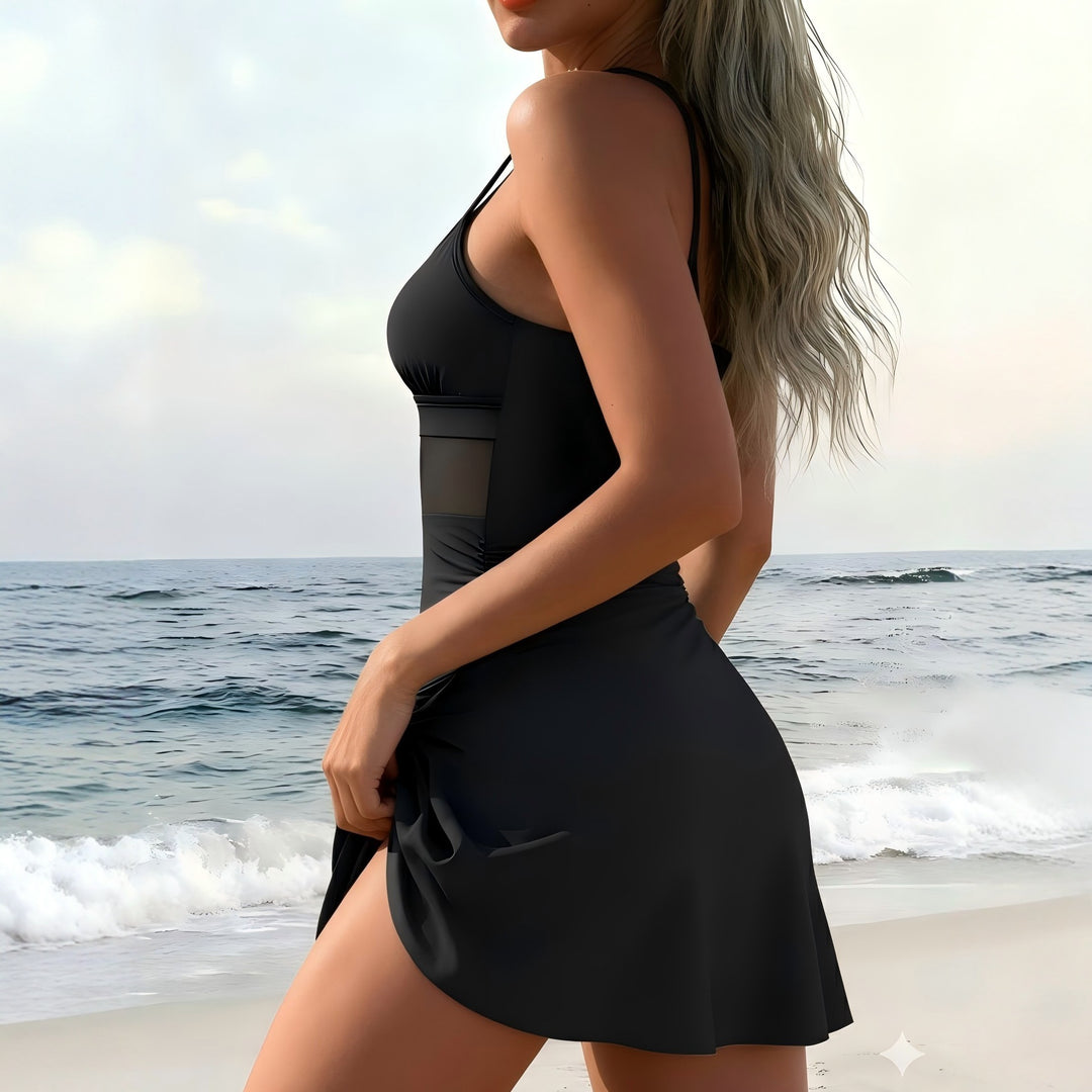 Damen Sportlicher Badeanzug mit modischem Wickelrock Drune