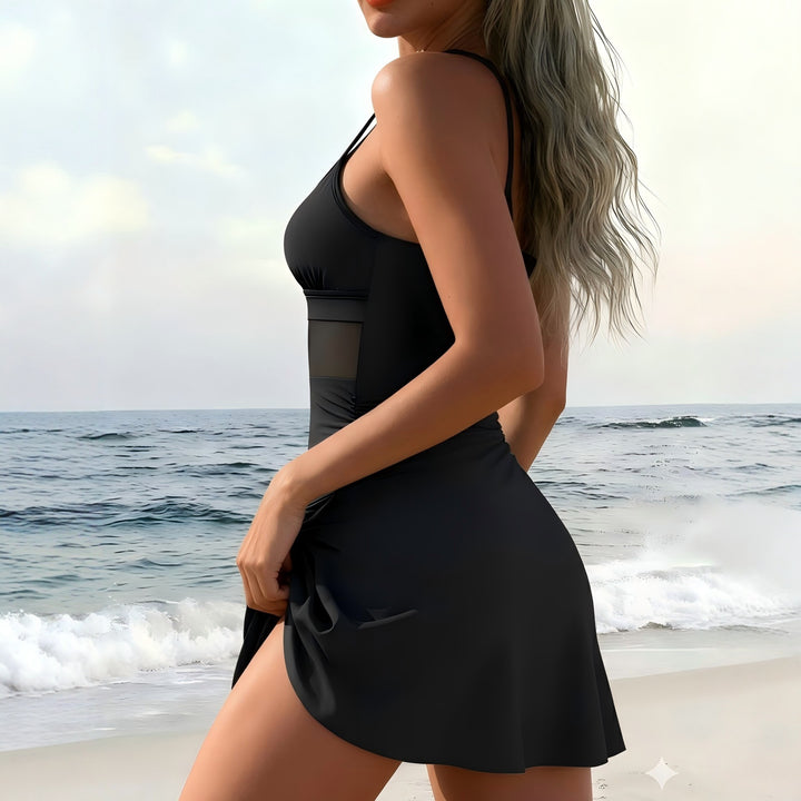 Damen Sportlicher Badeanzug mit modischem Wickelrock Drune