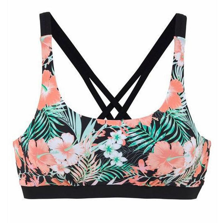 Damen Bikini-Top mit floralem Design und sportlicher Rückenausschnitt Drune