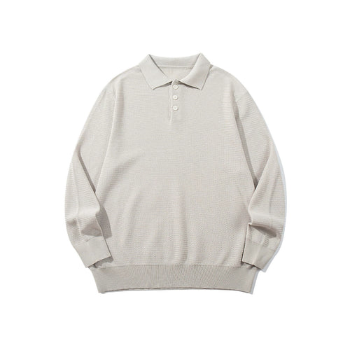 Unisex Waffelstrick-Polo im Relaxed-Fit mit dreifacher Knopfleiste und geripptem Saum Drune