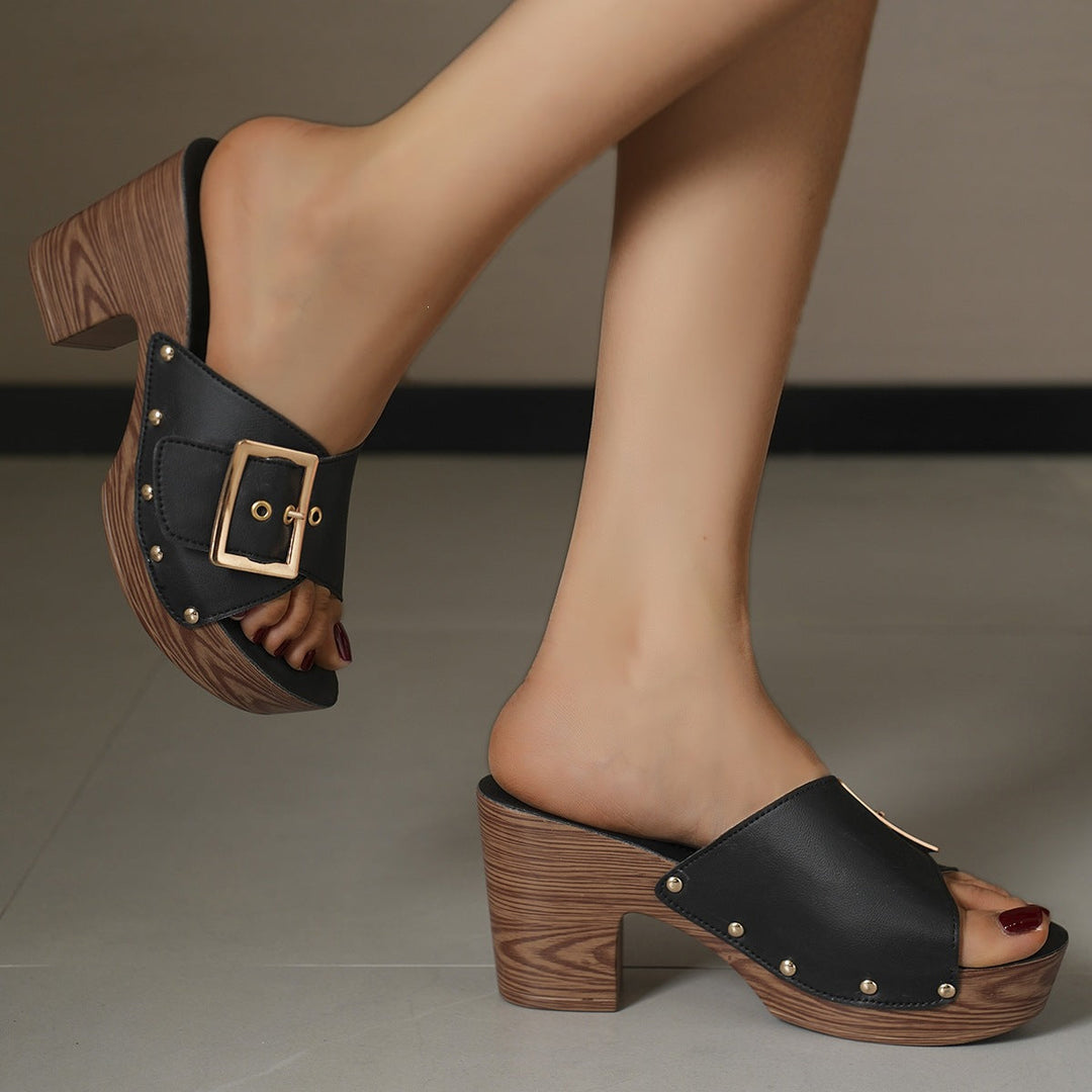 Damen Wedge-Sandalen mit eleganter Schnalle Drune