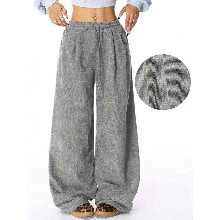 Damen Weite-Hosen Hohe Taille Corduroy Lounge Pants Drune