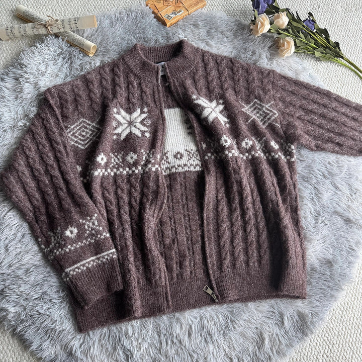 Herren Pullover mit Zipper und geometrischem Muster Drune