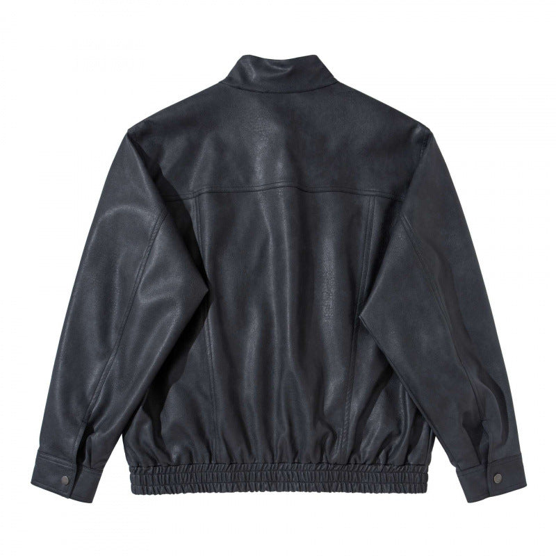 Herren Kurzblouson aus Veloursleder‑Optik mit Stehkragen, Raglanärmeln und elastischem Saum Drune