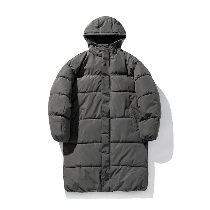 Unisex Langer Steppparka im Clean-Look mit Kapuze, Thermofüllung und verstellbarem Saum Drune