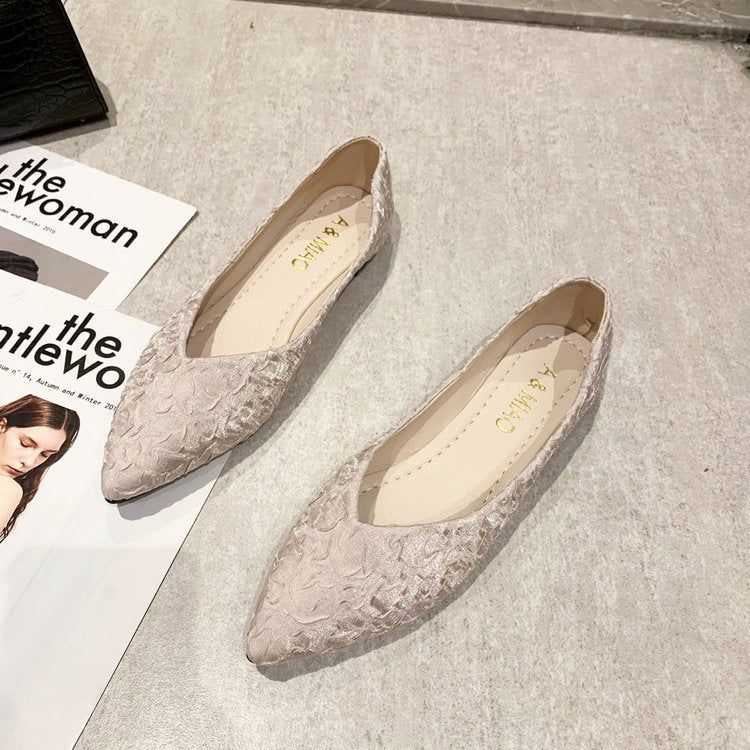Damen Ballerinas mit spitz zulaufendem Design und strukturiertem Obermaterial Drune