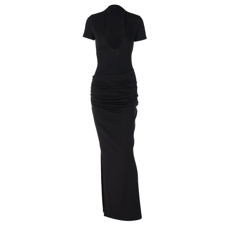 Damen Elegantes Maxikleid mit tiefem Ausschnitt und Raffungen Drune