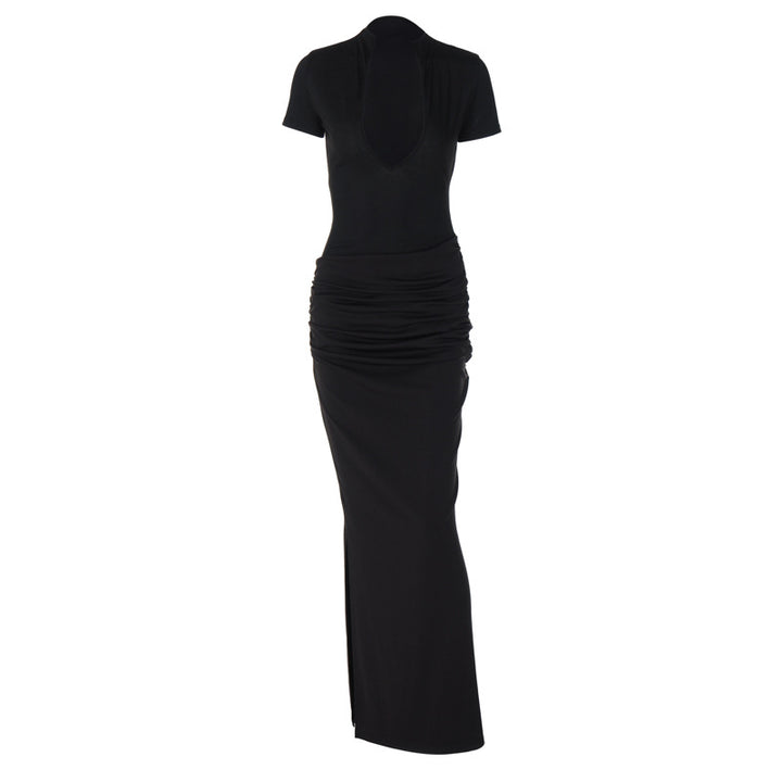 Damen Elegantes Maxikleid mit tiefem Ausschnitt und Raffungen Drune