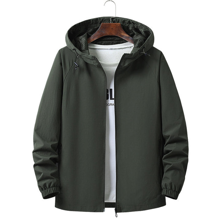Herren Leichte Kapuzen-Übergangsjacke mit wind- und wasserabweisendem Funktionsmaterial Drune