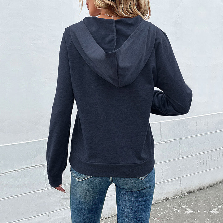 Damen Kapuzenpullover mit asymmetrischer Knopfleiste und Raglanärmeln Drune
