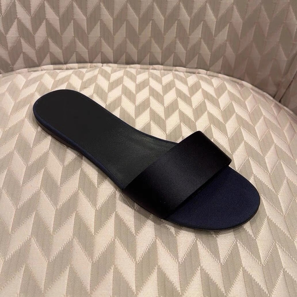 Damen elegante Slides mit breitem Satin-Riemen und komfortablem Fußbett Drune